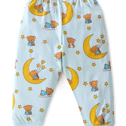 Babyoye Cotton Modal Full Sleeves Night Suit With Teddy Print - Blue image 5