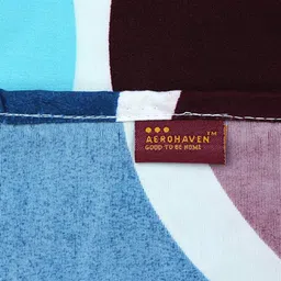 AEROHAVEN Set of 6 Blue & Brown Geometric Printed Glace Cotton 210 TC Diwan Set image 2