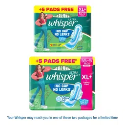 Whisper Ultra Upto No Gap No Leaks Sanitary Pads Xl+ Pads For Heavy Flow Protection image 3