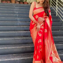 Aman's Impero Woven Design Zari Silk Blend Handloom Saree image 3