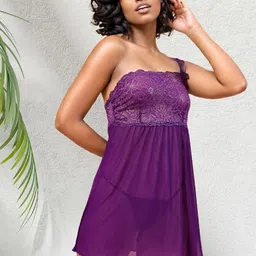 ZERJAMA V-Neck Self Design Baby Dolls image 3