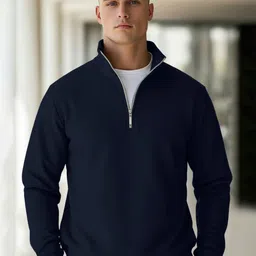 Fashion And Youth Men Mock Collar Pullover Sweatshirt-image-56