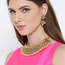 YouBella Gold Plated Stone Studded & Beaded Jewellery Set-picture-5