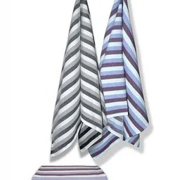 Myntra Elegant Homes White & Grey 4 Striped Cotton 150 GSM Bath Towel image 5