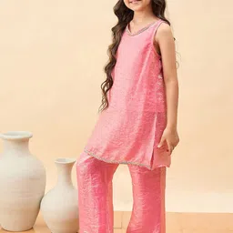 Stylo Bug Girls Ethnic Motifs Embroidered Regular Kurta with Palazzos image 2