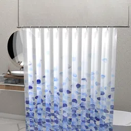 Kuber Industries Aura Blue & White Dots Printed Waterproof Shower Curtains With 12 Rings image 4