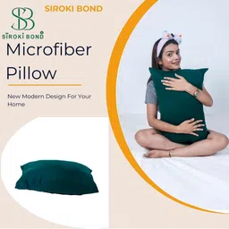 Siroki Bond Teal Green 2 Pieces Soft & Fuffy Satin Microfiber Sleep Pillows image 5