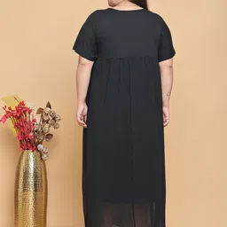 theRebelinme Women Round Neck Cotton Plus Size A-Line Maxi Dress image 5