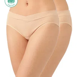Inner Sense Pack Of 2 Organic Cotton Antimicrobial Maternity Panties - Beige-image-45