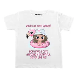 KNITROOT Half Sleeves Beautiful Sister Print Tee - White-picture-17