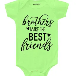 KNITROOT Half Sleeves Brothers Best Friends Print Onesie - Green-image-25