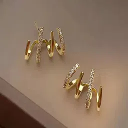 Yugosmile Gold-Plated Crystals Studded Contemporary Studs-picture-48
