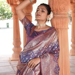 KALINI Woven Design Silk Blend Banarasi Saree image 3