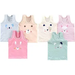desnuda TINY HANDS Kids Unisex Pack of 6 Printed Innerwear Vests image 1