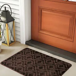 FABINALIV Coffee Brown Textured Rectangular Anti Skid Doormat image 2