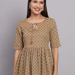 KALINI Women Floral Printed Round Neck Cotton Top-image-43