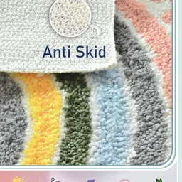 FABINALIV White & Blue Patterned Anti-Skid Doormat image 4