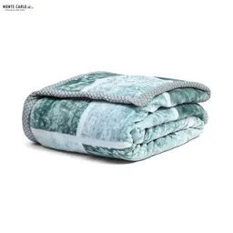 Monte Carlo Green & White Geometric Printed Heavy Winter Double Bed Blanket 994 GSM image 2