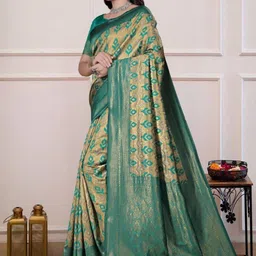 ADR CHIKANKARI Woven Design Zari Art Silk Banarasi Saree image 2