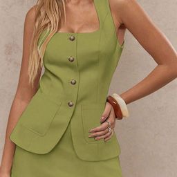 JC Mode Square Neck Waistcoat With Skirt Co-Ords-picture-0