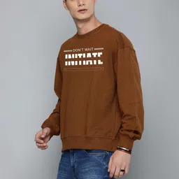 Moda Rapido Men Brown Printed Long sleeve oversize Fit sweatshirt-image-73