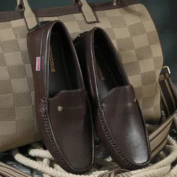 Provogue Men Solid Woven Design Driving Shoes-image-5