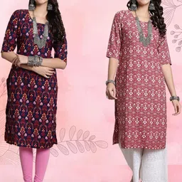 Ethnic basket Women Pack Of 2 Multicoloured Crepe Kurtas-picture-25