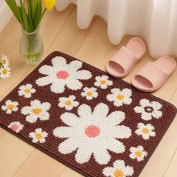 winner Brown & White Anti-Skid Floral Printed Floor Mat image 4