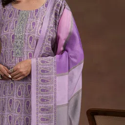 Libas Paisley Printed Sequinned Straight Kurta With Salwar & Dupatta image 2