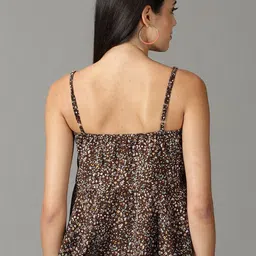 SHOWOFFFF Floral Print Crepe Peplum Crop Top image 5