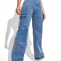 Metronaut Women Comfort Regular Fit Mid-Rise Cotton Cargos Jeans-image-64