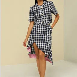 ZAITRA Checked Midi Skirt image 5