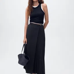 MANGO Pleated Midi Wrap Skirt image 3