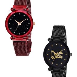CSAMON Women Pack of 2 Printed Dial Analogue Watch GR_379_Red_12_Prizam_Queen_Maganet-picture-44