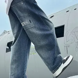 LULU & SKY Boys Wide Leg Mid-Rise Heavy Fade Stretchable Jeans image 2