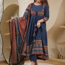 Anouk Women Ethnic Motifs Printed Empire Pure Cotton Kurta with Trousers & Dupatta-picture-43