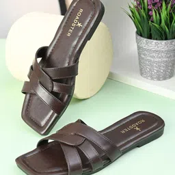 The Roadster Lifestyle Co Women Solid Party Square Shape Open Toe Flats-image-70