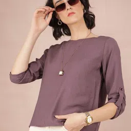 Crimsoune Club Women Roll-Up Sleeves Top-image-60