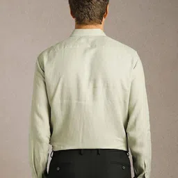 Louis Philippe Men Solid Spread Collar Linen Formal Shirt image 2