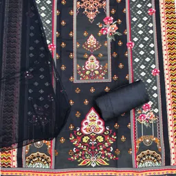 NEGRONI Embroidered Viscose Rayon Unstitched Dress Material image 2