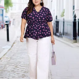 CURVE BY KASSUALLY Women Plus Size Floral Printed Wrap Regular Top-picture-17