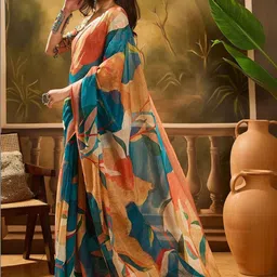 AWRIYA Zari Linen Blend Saree image 4