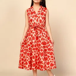 BAESD Girls Shirt Collar Fit & Flare Dress-image-55