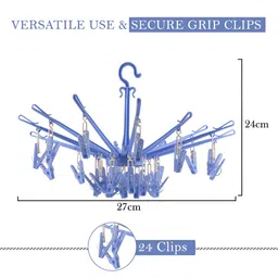 Aura Blue Folding Cloth Drying Hanger With 24 clips image 2