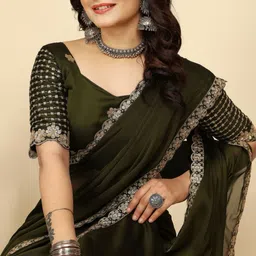 Zenophily Embroidered Pure Chiffon Saree With Unstiched Blouse Piece-image-99