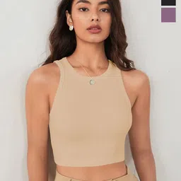 BAESD Women Pack Of 3 Ribbed Tank Crop Top-image-48