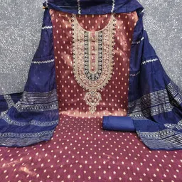 MANVAA Embroidered Sequinned Unstitched Dress Material image 3