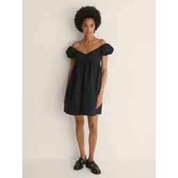 Roadster Georgette Solid Mini Fit and Flare Dress-picture-17