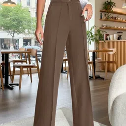 COVZ Women Smart High-Rise Easy Wash Pleated Trousers image 2