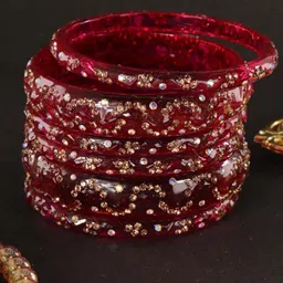 LAVAZZA Set Of 6 Crystal & Zircon-Studded Antique Bangles image 2